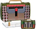 ALCYON Large Capacity 269 Battery Organizer Storage Case with Tester, Double-Side Battery Holder Container for AA AAA AAAA C D 9V Lithium 3V CR123 CR2032 CR1632 18650 Batteries(Box Only) (Green)