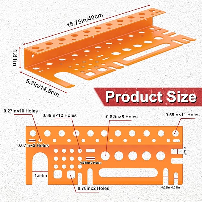 Metal Screwdriver Organizer, Wall Mount Plier Organizer Hammer Holder, Hand Tool Storage Rack for Garage Workshop Workbench(orange, 1PC)
