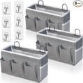 2pcs 3-pockets Large Wall Hanging Organizer Bag, Linen Fabric Door Hanging Storage Baskets with Pockets, Waterproof Bin for Kitchen, Bedroom, Office, RV Camper (Gray-3pcs)