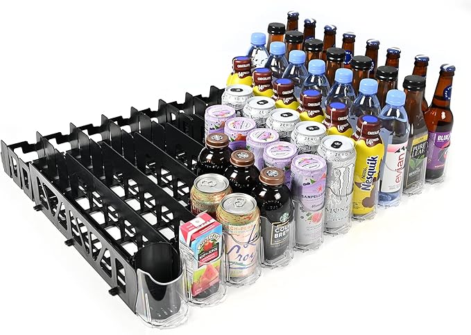 Visi-FAST Spring Push Drink Dispenser, Refrigerator Organizers and Storage for 12/16 oz Beverages, Bottles, and Cans, Drink Dispenser for Fridge, Commercial and Home, (Pack of 2)