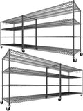 PrimeZone 60" W x 24" D x 76" H Heavy Duty Wire Storage Shelves with Wheels, 4 Tier Adjustable NSF Certified Garage Shelving Unit, Rolling Metal Organizer Shelf Rack for Warehouse, Pantry, 4 Packs