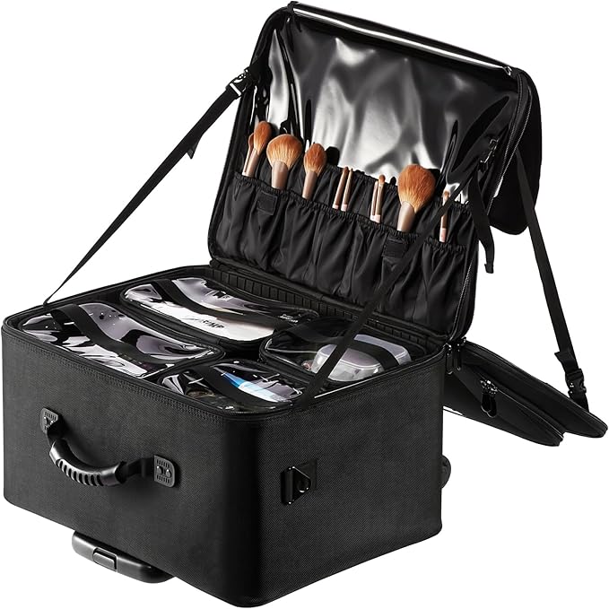 VEVOR Makeup Train Case Professional Makeup Storage Organizer Box Make Up Carrier for Women and Girls