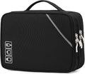 Lanola Electronic Organizer,Travel Cable Organizer Bag Pouch Electronic Accessories Carry Case Portable Double Layers Storage Bag for Cable,Cord,Charger,Phone,Earphone,Power Bank,Memory Cards - Black