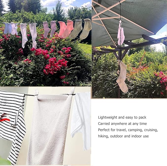 TOPINCN Retractable Portable Clothesline for Travel, 2 Pieces Travel Clothesline Portable Retractable with Suction Cups, Clothing Line Camping Accessories Clothes Drying Line