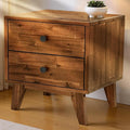 Acacia Silvia Nightstand with 2 Drawers, Solid Wood Bedside Table, Table with Storage Drawers for Bedroom, Bedside End Table with Drawer and Storage Space, Chocolate