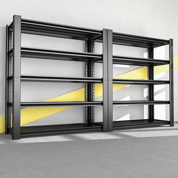 5-Tier Garage Shelving Heavy Duty, 3000 LBS Capacity Metal Storage Rack 76" H x 60" W x 24" D, Adjustable Shelves Unit for Garage, Warehouse, Basement, Pantry, Workshop.2 Pack