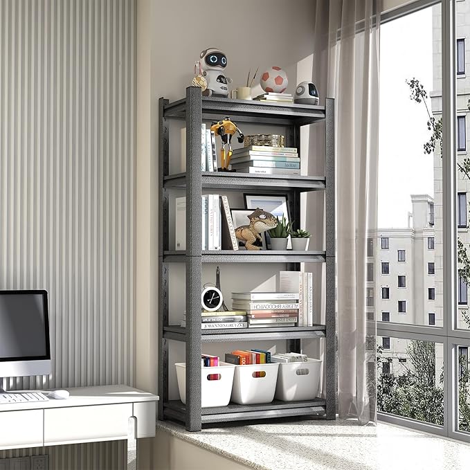 2500LBS Storage Shelves 5 Tier Garage Shelving Heavy Duty Adjustable Shelving Unit Metal Storage Rack for Basement, Pantry, Kitchen, Warehouse 15.8" D x 23.6" W x 63" H