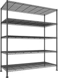 REIBII 45.8“W Storage Shelves Metal Shelving, 5-Tier Wire Shelving, Sturdy Garage Shelving, Adjustable Storage Rack for Pantry Kitchen Dining Room Supermarket Commercial