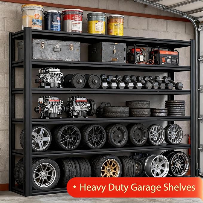 Heavy Duty Storage Shelves Unit, Adjustable Metal Garage Shelving,4200LBS Garage Storage Industrial Shelves,Storage Racks,Steel Shelf Suitable for Shop,Warehouse,Basement