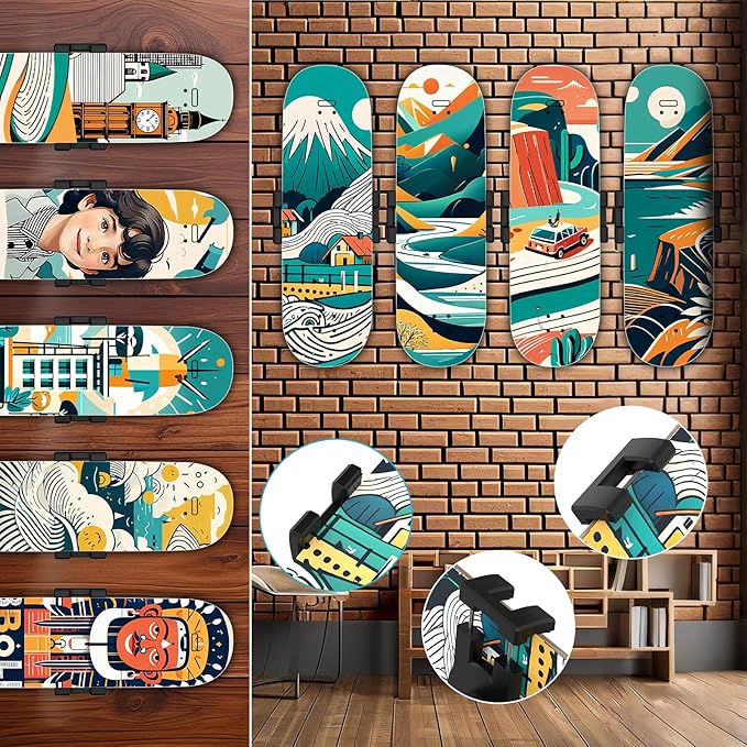 Swivel Skateboard Wall Mount, 360° Skateboard Deck Wall Mount, Suspended Display Hanger Grab, Suitable for Any Skateboard Shop and Enthusiast, Collector 1set