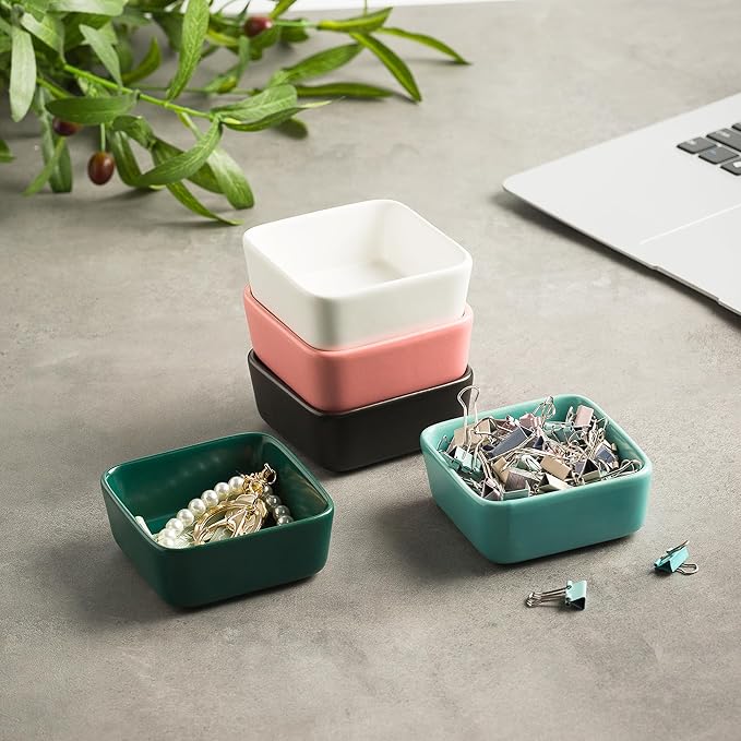 Ceramic Paper Clip Holder for Desk Cute Binder Holder Paperclip Holders for Office Paper Clips Dispenser Organizer desk décor (white)