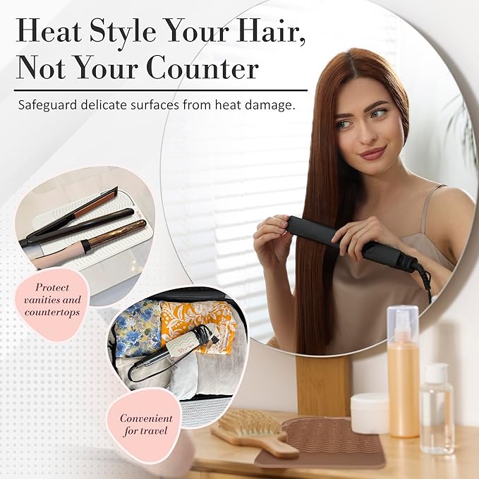Heat Resistant Mat - Curling Iron Holder - Silicone Heat Resistant Mat - Makeup Mat - Hot Tools Mat - Hot Tools Flat Iron Holder - Vanity Decor - Vanity Accessories