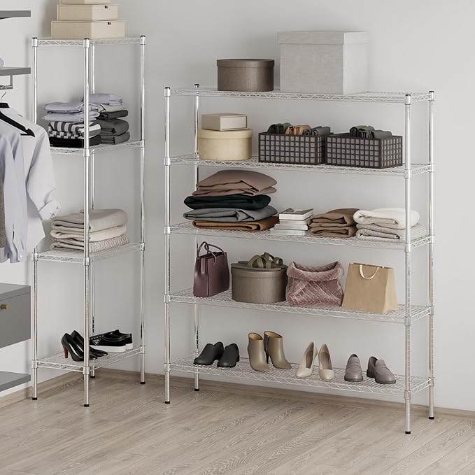 14" Deep x 54" Wide x 64" Height Wire Shelving Kit | 5-Tier | NSF Commercial Storage Rack Unit