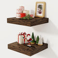 Fun Memories 12 Inch Floating Shelf, Rustic Wood Wall Shelves for Wall Decor & Storage, 12 x 12 Floating Shelf for Living Room, Bathroom, Bedroom, Rustic Brown, Set of 2