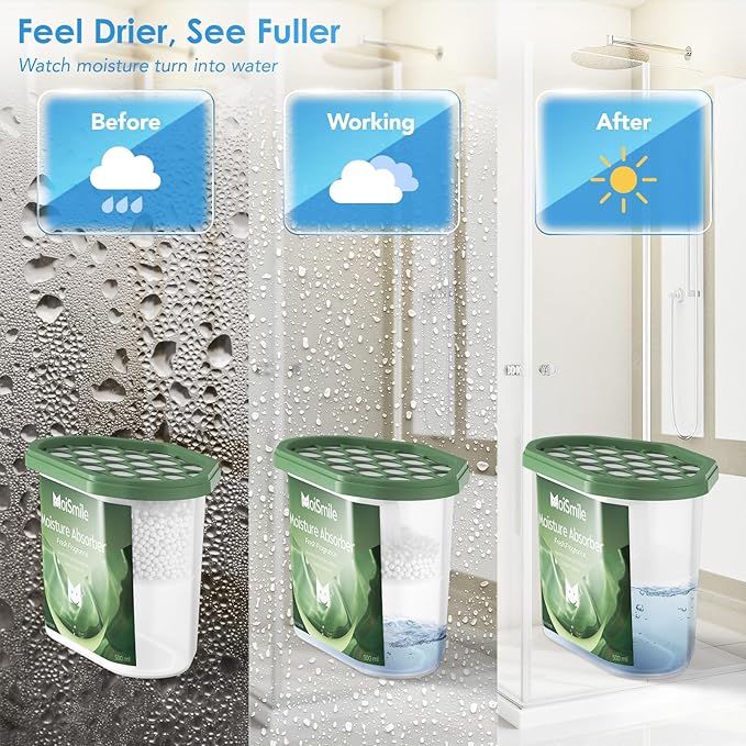 Moisture Absorbers 6 Pack, Fresh Fragrance Closet Dehumidifier for Bathroom, Car ＆ Basement, 10.5 oz Refillable Humidity Absorber Boxes