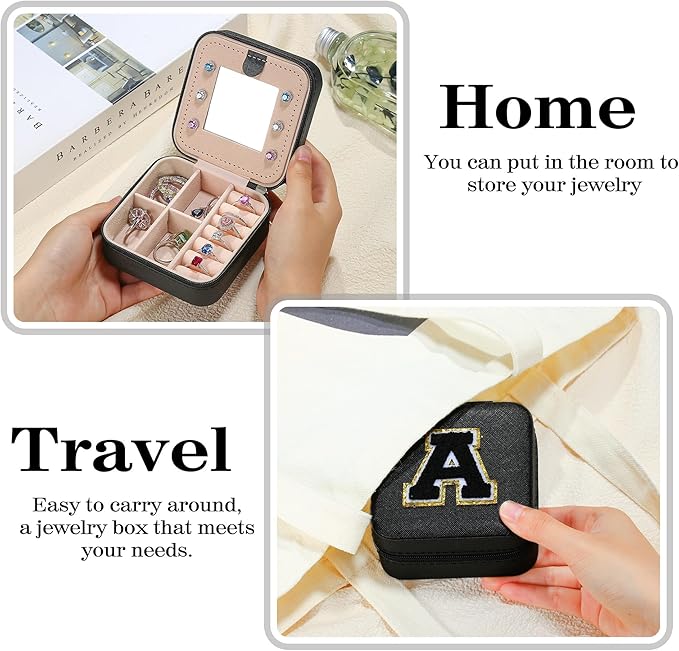 Parima Travel Jewelry Organizer for Women | Necklace, Earring, Ring Organizer | Women's Travel Gifts - Letter V, Black