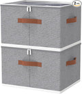OUTBROS Large Storage Bins with Lid, Foldable Bags, Wardrobe Organiser with Handle and Zipper, Used for storing clothes, blankets, pillows, 19.7 x 15.7 x 11.8 inch, 2-Pack