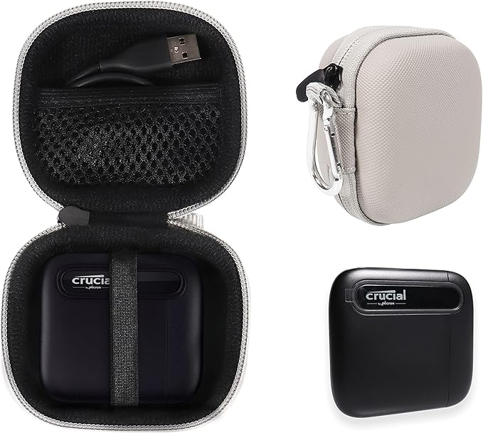 CaseSack Case for Crucial X6 500GB, 1TB, 2TB, 4TB Portable SSD, Handy Organizer (Gray)