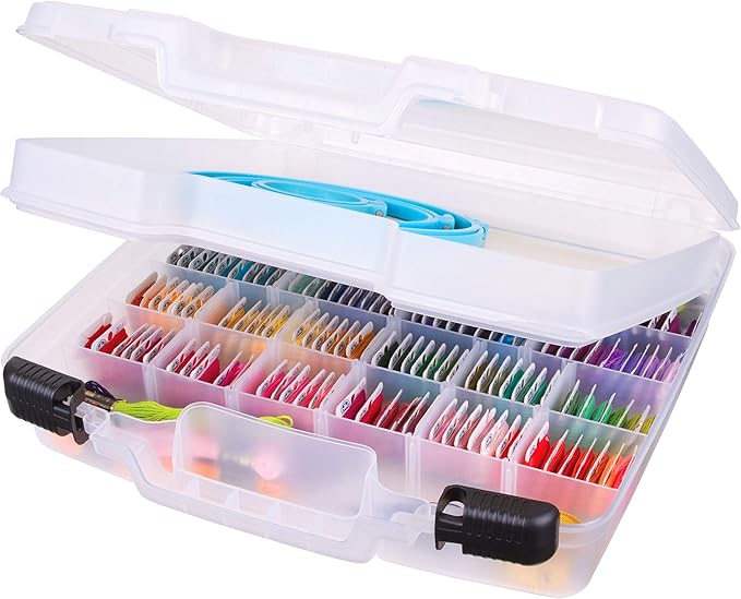 ArtBin 6962AB Quick View Deep Base Carrying Case with Removable Dividers and Tray, Portable Art & Craft Storage Box, 15", Clear