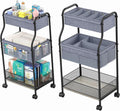 3-Tier Baby Diaper Caddy Organizer and Storage Cart, Mobile Metal Utility Cart with Rolling Wheels for Nursery Essentials with 4+2 Dividers, Large Capacity Rolling Cart For Kitchen, Bathroom, Office