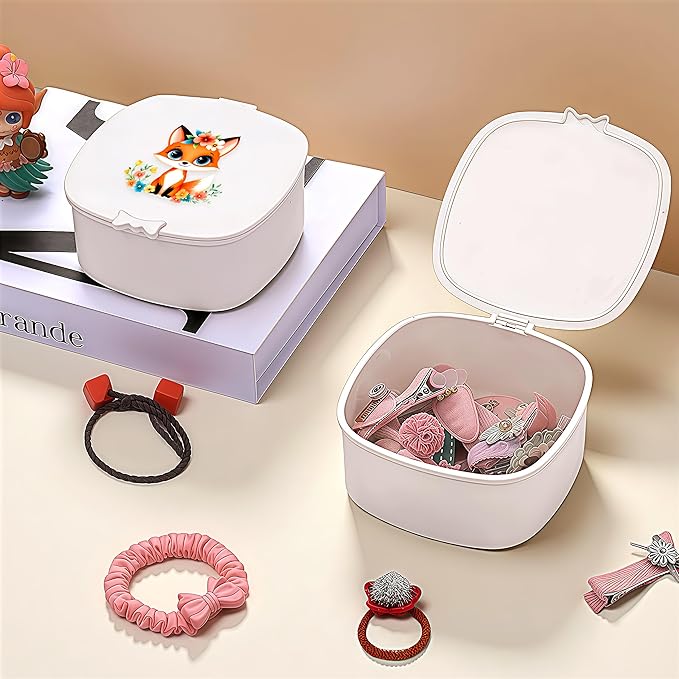 Small Hair Accessories Organizer Box For Girls Kids Teens Women, Hair clips/Ties/bands/pins/barrettes/scrunchies Organizer and Storage! (Fox)