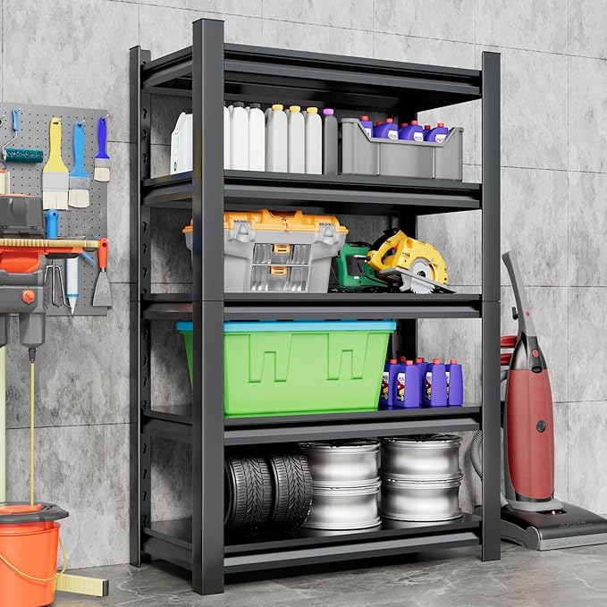 Garage Shelving Unit 24" D x 48" W x 72" H Heavy Duty Storage Shelves Easy Assembly 5 Tier Adjustable Metal Shelving Utility Shelf Rack Garage Storage Organizer for Basement, Warehouse