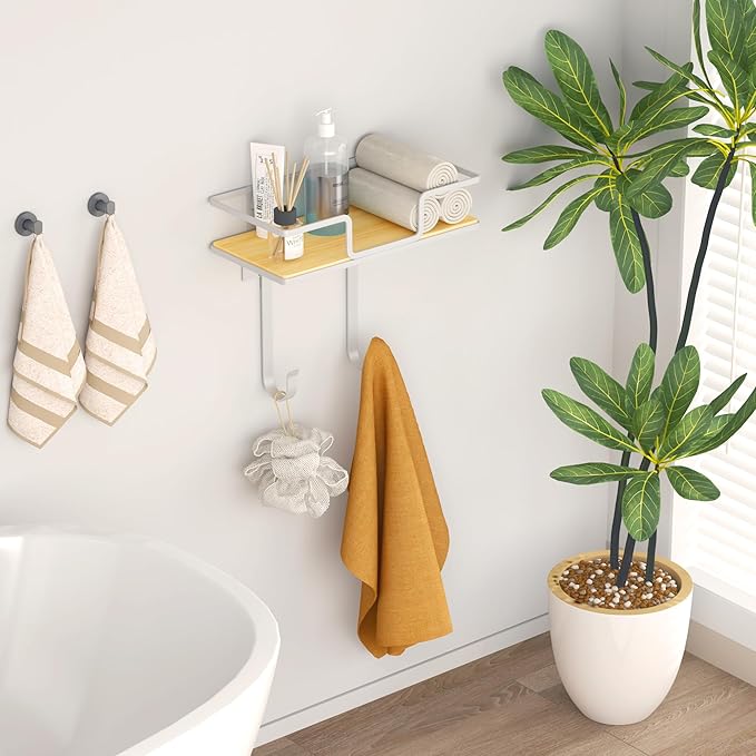 efluky Ironing Board Hanger with Removable Hooks, Ironing Board Holder Wall Mount for T/Y Legs, 12.59" L x 5.9" W x 2.36" H, White