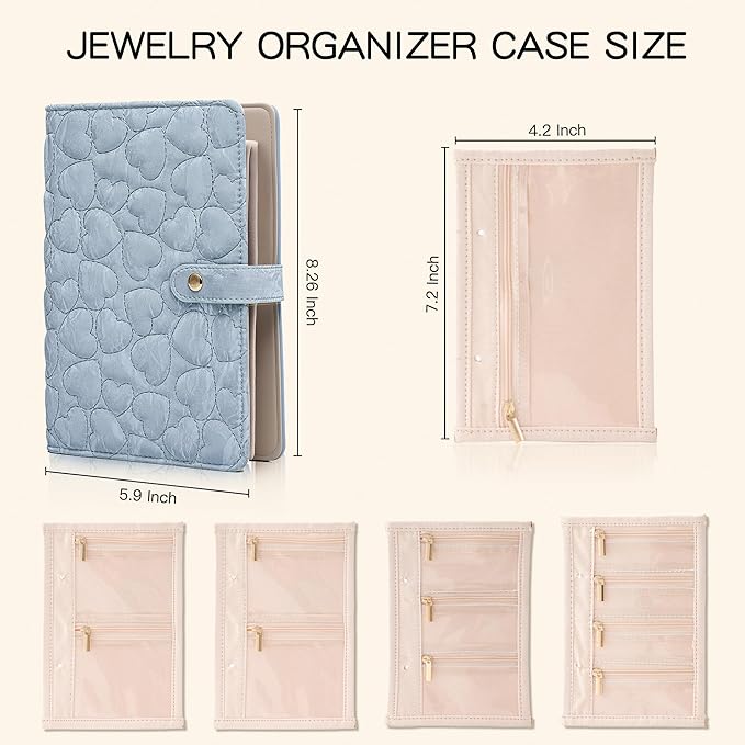 Travel Jewelry Organizer Case,Jewelry Storage Roll Bag for Women,Tangle-Free Portable Storage for Necklaces & Earrings/Rings/Bracelets,Jewelry Storage Book, Waterproof Organizer Bag