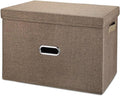 Large Linen Collapsible Storage Bins with Removable Lids and Handles, Washable Storage Box Containers Baskets Cube with Cover for Bedroom,Closet,Office,Living Room,Nursery (Coffee, Large)