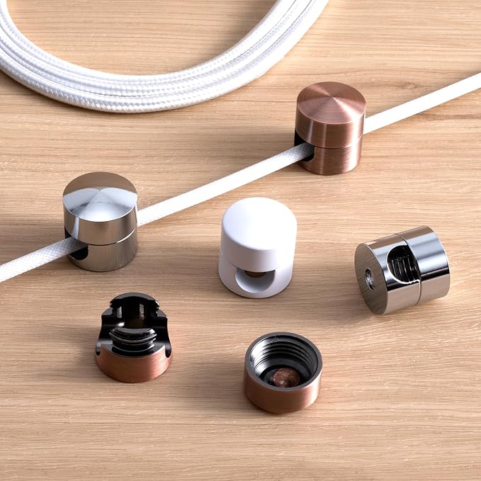 3 Sets Charger Holders for Cords, Adjustable Cable Anchor Holders, Adhesive Metal Cord Clips, Cable Management Wire Organizers for Desk, Office, Nightstand - White, Silver, Red Bronze