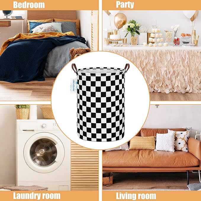 LANGYASHAN Laundry Basket Canvas Fabric Collapsible Organizer Basket for Storage Bin Toy Bins Gift Baskets Bedroom Clothes Children Nursery Hamper (Racing flag)