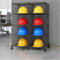 Stackable Safety Helmet Storage Boxes, Large Adjustable Hard Hat Placement Organizer Rack,with Wheels,for Construction Site/Garage/Workshop/Factory Helmet Display Shelf (Black, 8 Grids-2 * 4)
