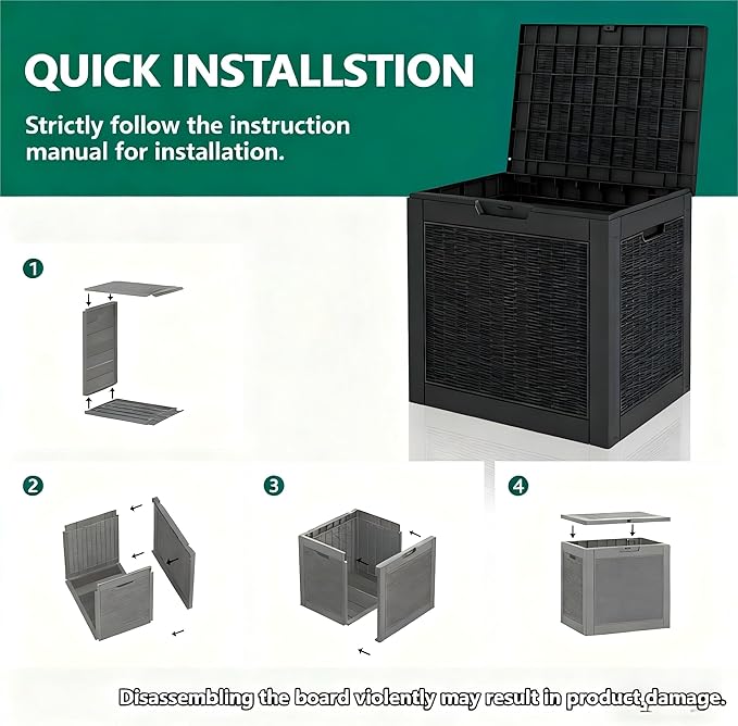 30 Gallon Outdoor Storage Deck Box Waterproof,Garden Tool,Backyard Cushion,Poolside Storage,Small Delivery Boxes for Outside,Lockable Lid,Rattan Black