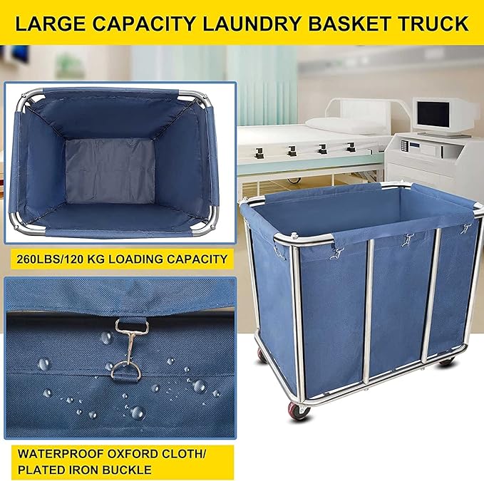 11.35 Bushel Industrial Rolling Laundry Cart,Commercial Laundry Basket Household,Large Heavy Duty Laundry hampers with Wheels,for Hotel/Laundry/School/Home,35.4''Lx25.6''WX31.5''H,400L