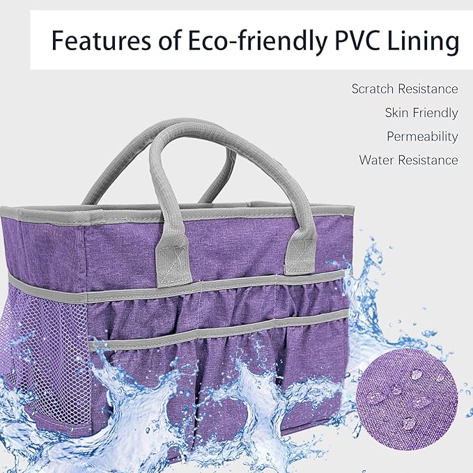Cupohus Water-Resistant Art Organizer Tote Bag - Craft Storage Bag with Multiple Pockets and Handles for Artists, Kids, Students, and More – Purple