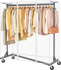 Hoctieon Z Clothes Rack with Cover, Metal Heavy Duty Clothing Rack, Rolling Garment Rack with Wheels, with Dustproof Cover Waterproof Protector, with 2 Durable Zippers, for Hanging Clothes, Black