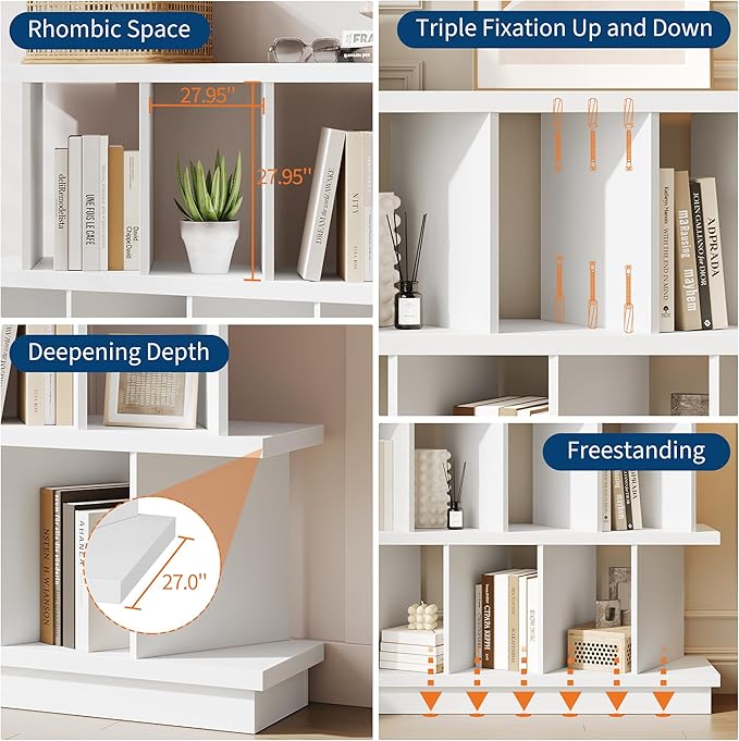 Garvee 8 Cube Storage Shelf Organizer - Wood Low Bookshelf with 10 Removable Back Panels, Display Storage Bookcase for Living Room, Bedroom, Entrance Hall, Home Office, Easy Assembly, White