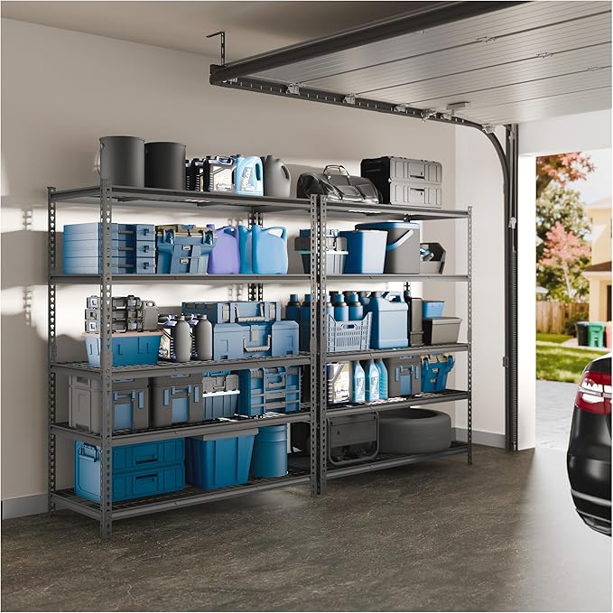 FLEXIMOUNTS Garage Shelving, Heavy Duty Shelving 2000 lbs, 5-Tier Garage Storage Shelves,Industrial Shelves for Heavy Tools and Equipment, 48" W x 24" D x 72" H