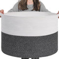 INDRESSME XXXLarge Cotton Rope Basket 21.7" x 21.7" x 13.8" Woven Baby Laundry Baskets Blanket Basket Toy Baskets with Handle Storage Comforter Cushions Gray Laundry Hamper