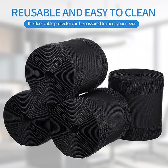 WILLBOND Carpet Cord Cover Cable Grip Floor Cover Cable Protector Management Only for Commercial Office Carpet(Black,39.37 ft)