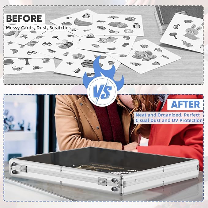 Portable Trade Show Display Case, 28"x20" Aluminum Card Show Display Case with Lock, Large Table Top Sports Card Display Case with Clear Acrylic Glass for Jewelry, Trading Card, Collectibles Shows
