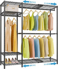 VIPEK X20 Expandable Metal Clothing Rack Adjustable from 3'3" to 4'8" Heavy Duty Garment Racks with Adjustable Shelves and Hanger Rods Portable Wardrobe Open Closet Rack System, Black