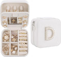 Birthday Gifts for Women: Initial Jewelry Box & Small Travel Jewelry Organizer for Wife, Girlfriend, Bridesmaid or Graduation Gifts