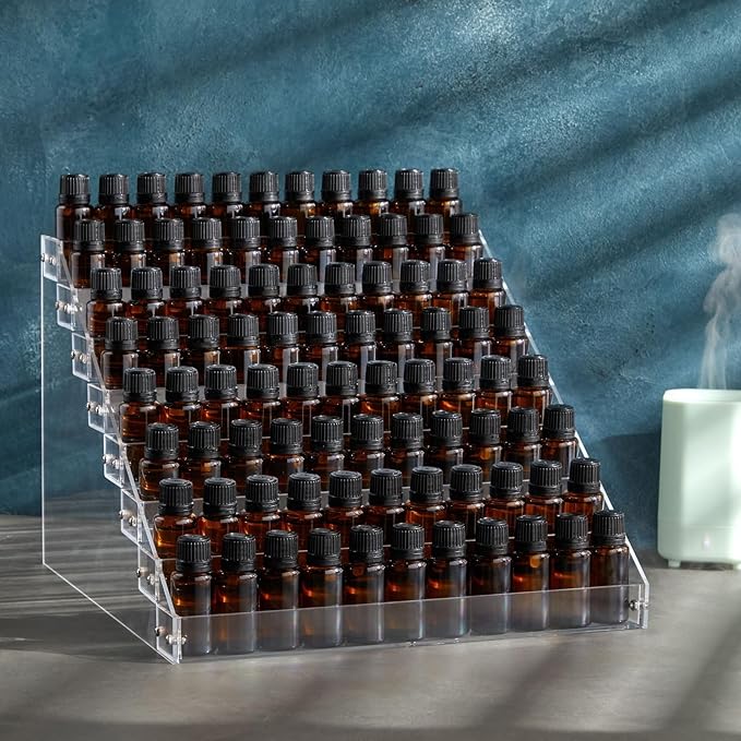 Okuna Outpost 8-Tier Acrylic Nail Polish Rack - 96-Bottle Nail Polish Organizer - Essential Oil Organizer & Paint Storage - 2.5mm Acrylic Tiered Display Stand - 12.75 x 12.5 x 9.25 in
