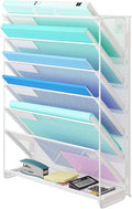 Kuntine.B Wall File Organizer Hanging Magazine Holder (White, 7 Tier)