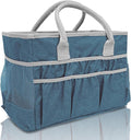 Cupohus Water-Resistant Art Organizer Tote Bag - Craft Storage Bag with Multiple Pockets and Handles for Artists, Kids, Students, and More – DarkGreen