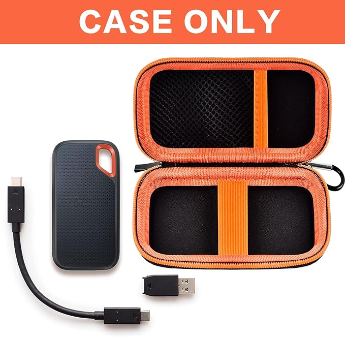 Case Compatible with SanDisk 1TB 2TB 500GB 4TB/for PRO Extreme Portable SSD, External Solid State Hard Drive Storage Holder for SDSSDE61/ SDSSDE60/ SDSSDE81/SDSSDE30/SDSSDE60 (Box Only)(Orange)