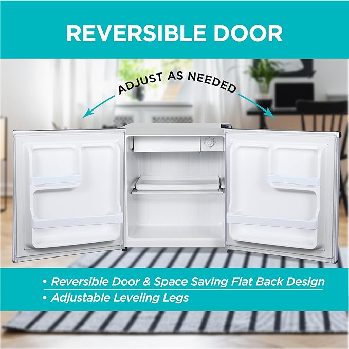 BLACK+DECKER 1.7 Cu. Ft. Compact Refrigerator, ENERGY STAR Certified, Single Door Mini Fridge with Chiller Compartment, Personal Fridge for Home or Dorm Room, R600a Refrigerant, BCRK17V,Stainless Look