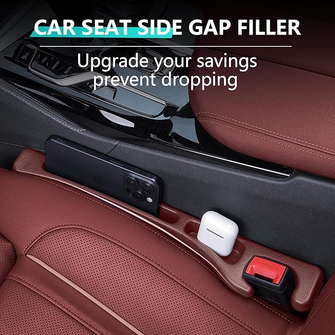 Car Seat Gap Filler Organizer - in Between Seat Catcher - Gap Plug 2 Pack with Storage Slot - Automotive Interior Accessories for Cars, Trucks, and SUV