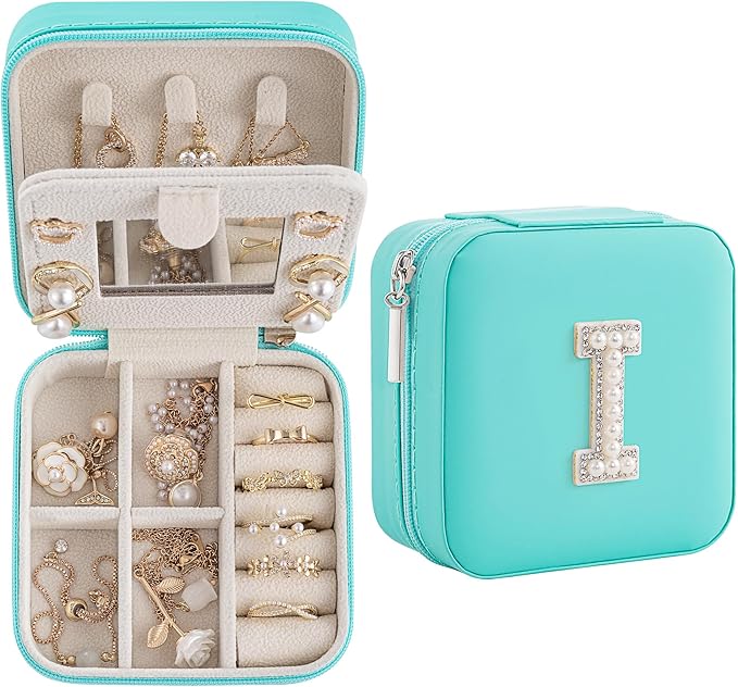 Birthday Gifts For Women - Initial Jewelry Box, Travel Jewelry Case, Small Travel Organizer, Graduation & Bridesmaid Gifts